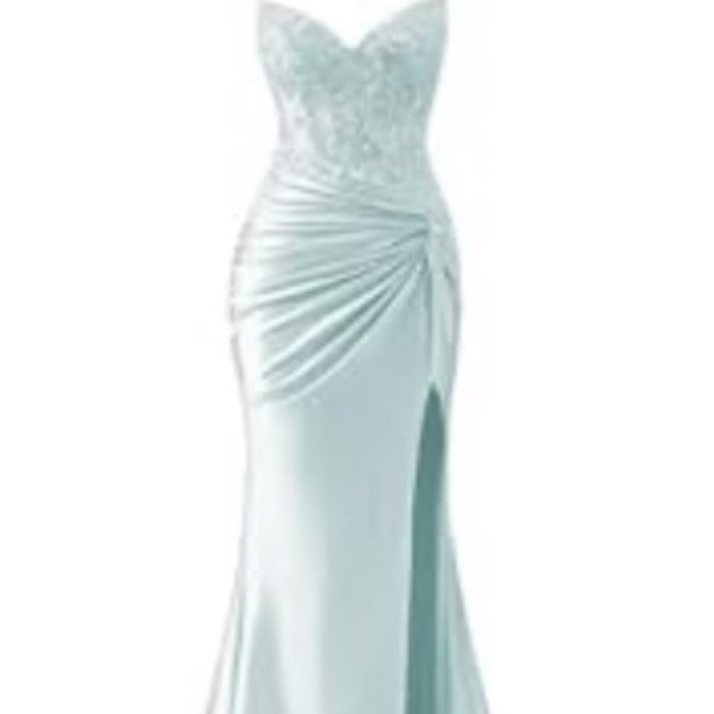 Elegant Light Blue Strapless Gown